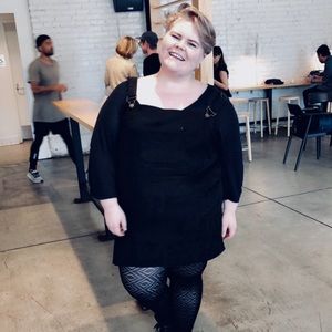 PLUS SIZE black corduroy  overall dress